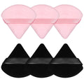 6 Pieces Powder Puff, Face Makeup Sponge Soft Velour Triangle Powder Puffs Beauty Sponge for Loose Powder (Black, Pink)
