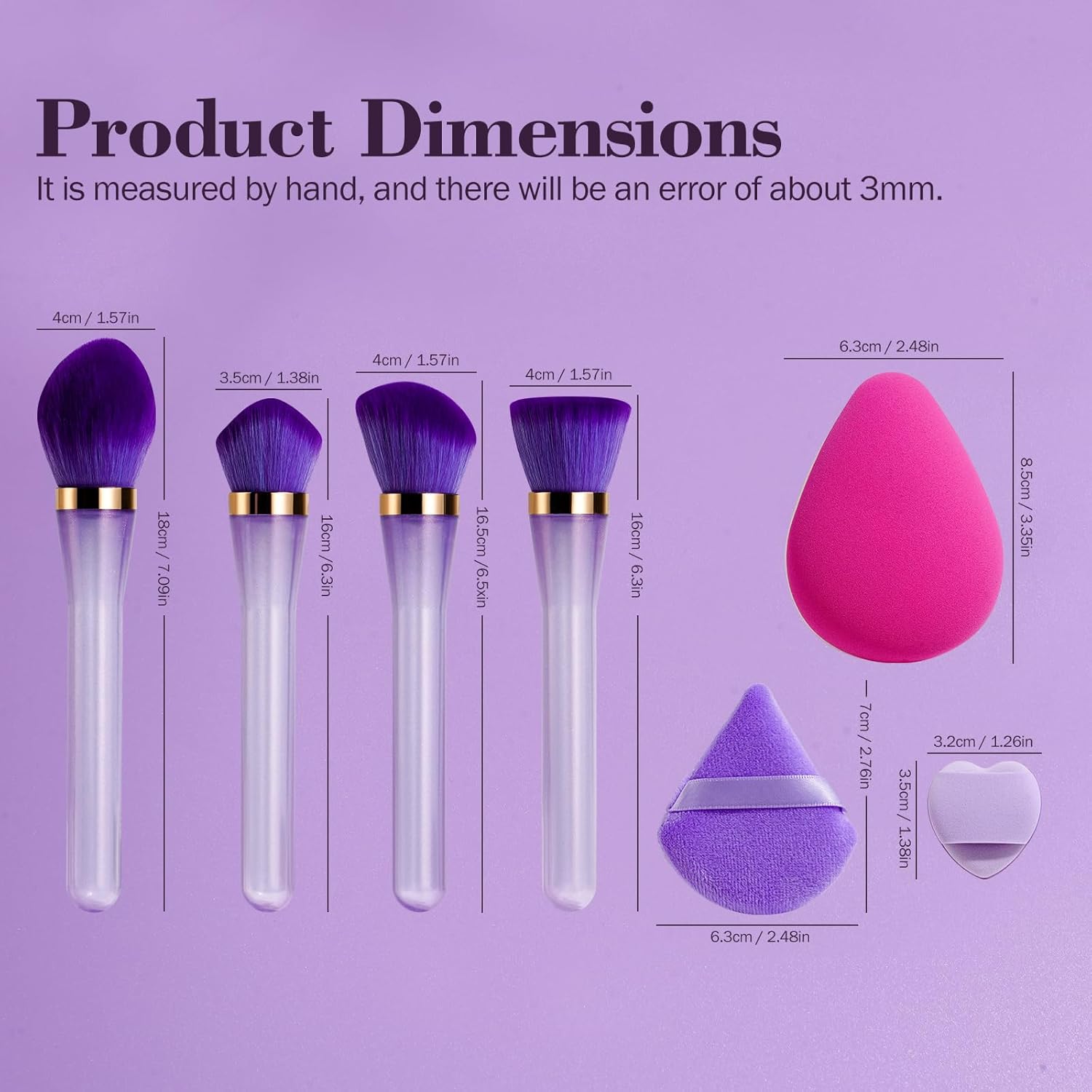 Professional 4 Pcs Makeup Brush Set WithTriangle Sponges, Extra-large Dual-purpose Makeup Sponge & Soft Finger Sponges for Flawless Daily Use - Travel-friendly Multi-purpose & Makeup Sponges