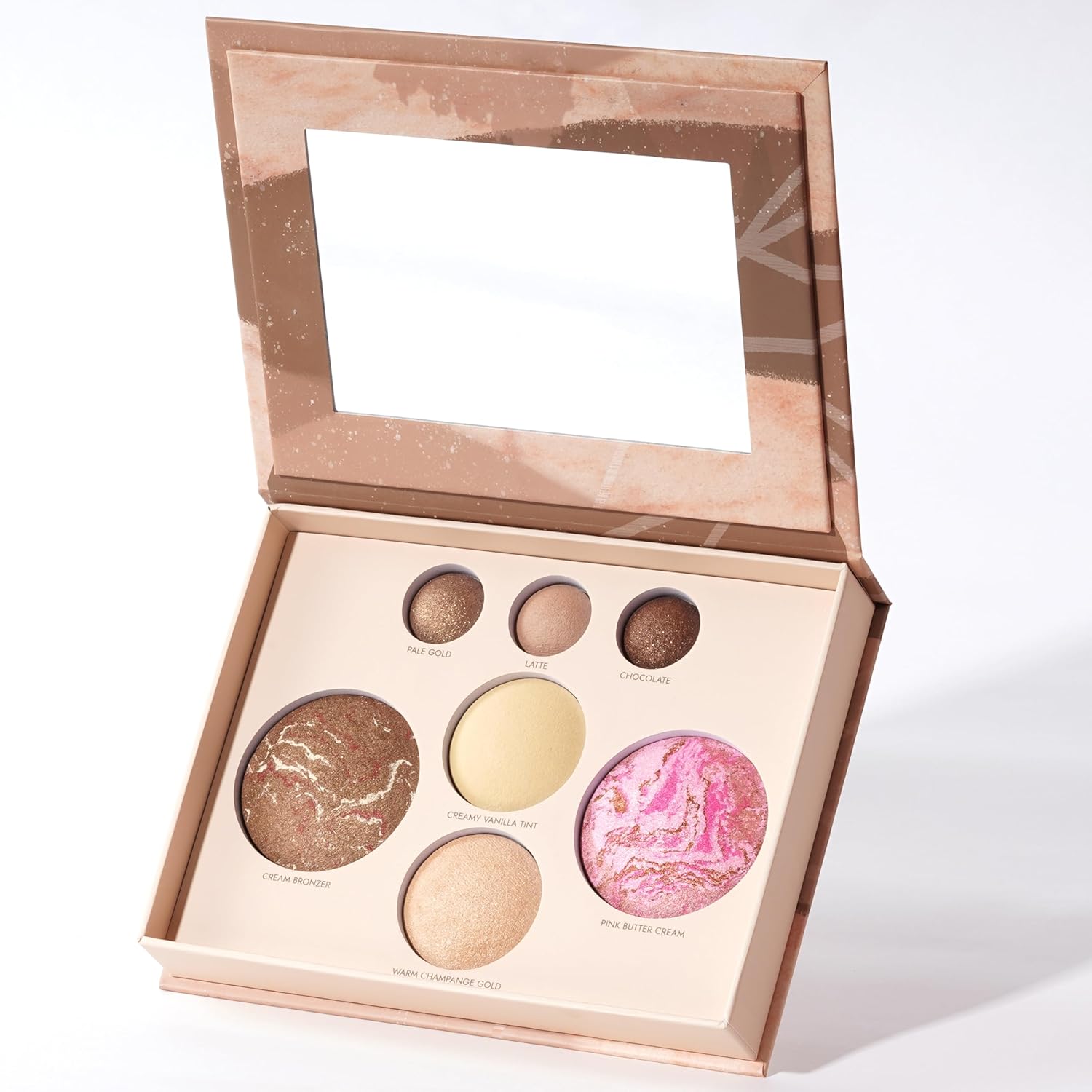 Baked Face and Eye Makeup Palette with Bronzer, Blush, 2 Highlighters & 3 Eyeshadows, Smooth Blendable Powder, Neutral Shades, Travel Compact Gift Set for Women